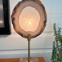 Agate lamp with acrylic base and gold stand