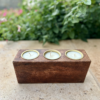 Wood Candle Holder w/ 3 Sweet Tobacco Candles - Image 4