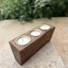 Wood Candle Holder w/ 3 Sweet Tobacco Candles - Image 3