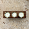 Wood Candle Holder w/ 3 Sweet Tobacco Candles - Image 2